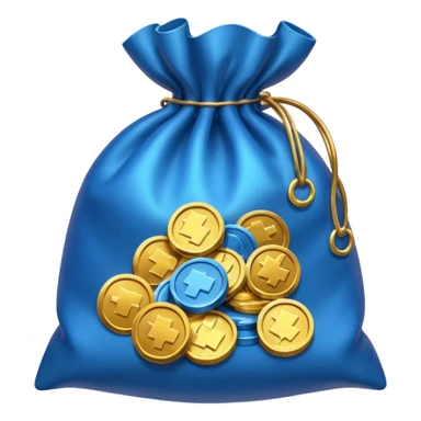 bag of blue coins sticker