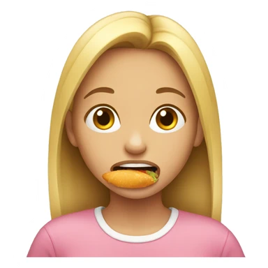 Girl eating food sticker