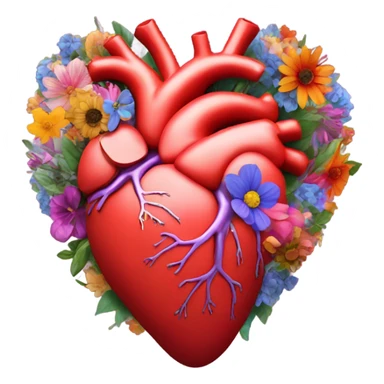 Anatomical hart with flowers sticker