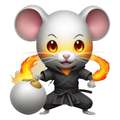 Ninja mouse with balls of fire sticker
