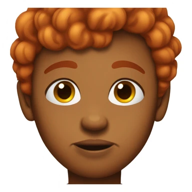 Black emoji with red hair and a pout face  sticker