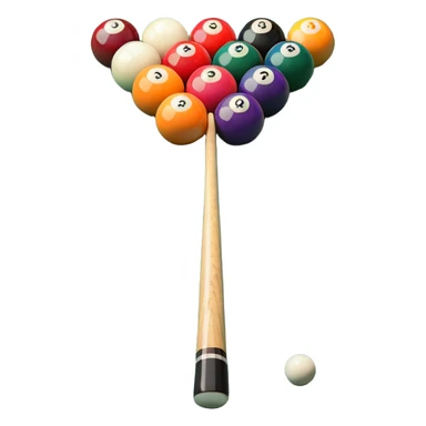 A close-up of a pool cue aimed at a set of colorful billiard balls resting on a green felt table. The focus is on the cue stick and the arrangement of balls, with subtle details of the game’s texture and atmosphere, emphasizing the precision and skill of billiards. sticker