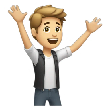 a guy who puts one arm in the air at his chin and another arm in the air that follows the movement sticker