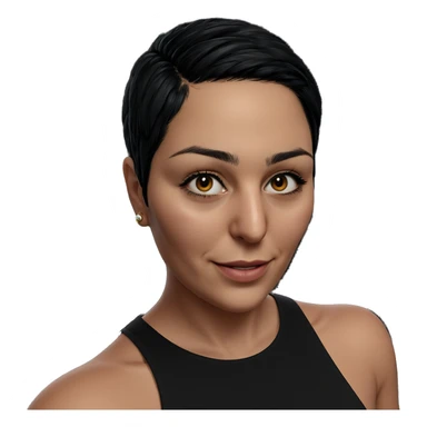 smiling girl with short black hair sticker