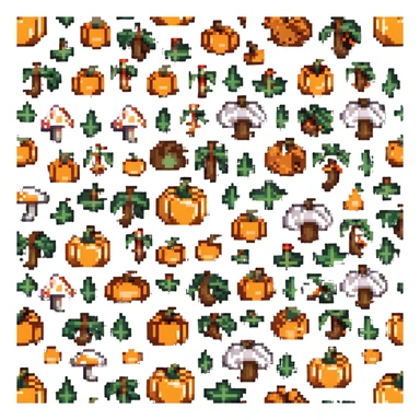 heart with mushroom and pumpkin patterns sticker