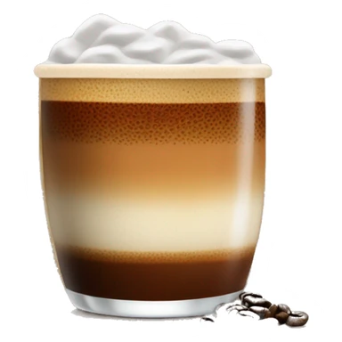 Coffee cold cocktail, with coffee beans and foam on the top, on a wiskey cup sticker
