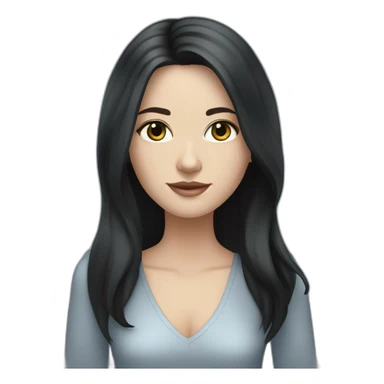 white woman, dark medium-long black hair, full body, blue grey eyes sticker