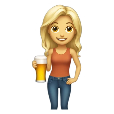 Smiling blonde with a bottle of beer in her hand sticker