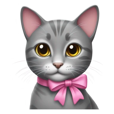 Grey cat with pink bow sticker