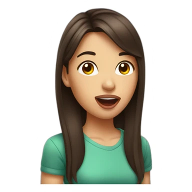 brunette girl sticking her tongue out sticker