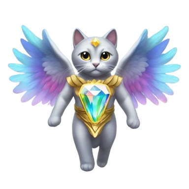 Heavenly Rainbow 4d Diamond ultra Omni-Cat God with wings and a ring around its body  sticker