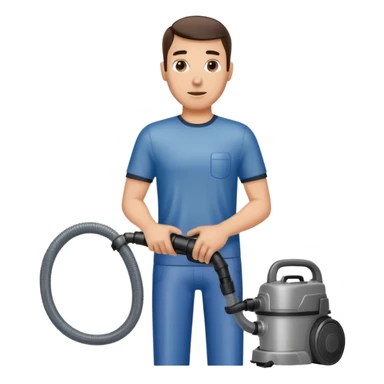 técnico de limpieza hombre sujetando la manguera de una aspiradora de agua sticker