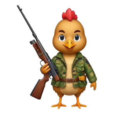 Emoji Chicken dressed as an hunter sticker