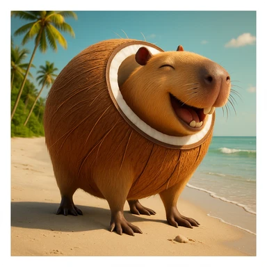 Edit the character in the reference image to have a happy expression, keeping the original style, outfit, and colors exactly as in the reference image. sticker