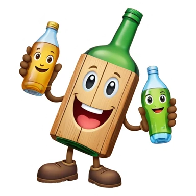 Quiero que me hagas una mascota para mi proyecto, debería científica. El nombre de mi proyecto es ECOWOOD. Y pues qué es el eco, es una madera con eco sostenible a base de plástico reciclado, o sea que está relacionado con el plástico y la maderal q sea una mascota como las de hacen en colegios( que esté relacionado con botellas pet y madera) sticker