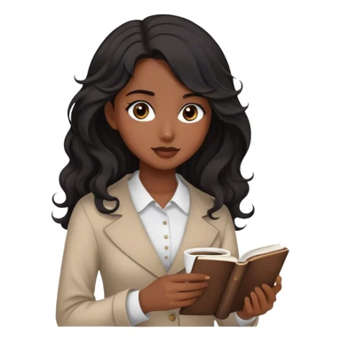 A girl with black wavy hair,wearing modest clothes with manga book and coffee her eyes are dark brown her skin color is a little dark but not that much  sticker