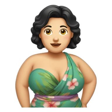 dutch chubby woman with black hair in a sarong sticker