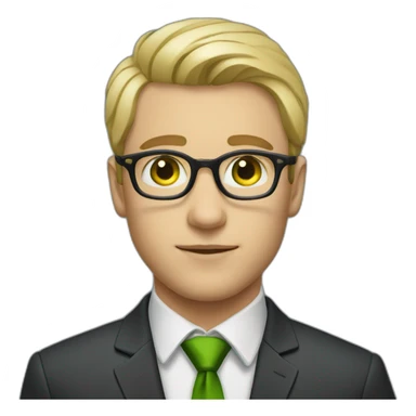 blond short hair man with glasses and green eyes in a suit portrait sticker