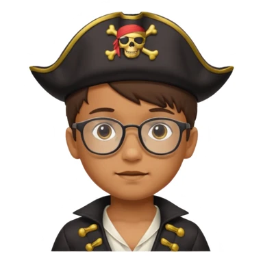 kid boy with pirate costume wearing glasses sticker