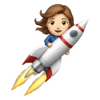 white woman brown hairriding a rocket sticker