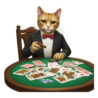 A cat with a big fucking cigar playing cards sticker
