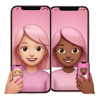 pink video call between 2 people on different phone sticker
