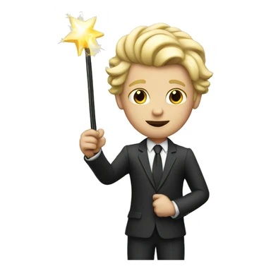 Blonde man in suit with magic wand  sticker