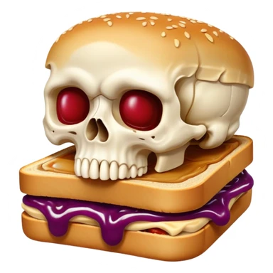 Skull eating a PB&J sticker