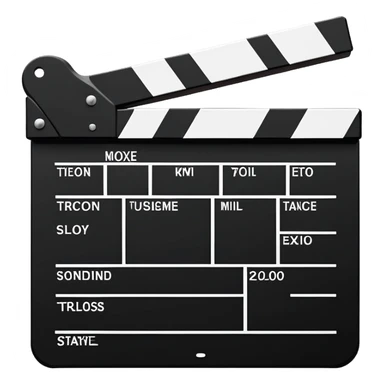 extremely minimalist film clapperboard, ultra simplified movie slate with just essential elements, black and white sticker