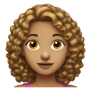 Girl with medium curly hair and brown eyes sticker