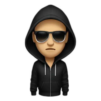 DJ Snake serious attitude front view wearing a BLACK hoodie showing a punch hand sticker