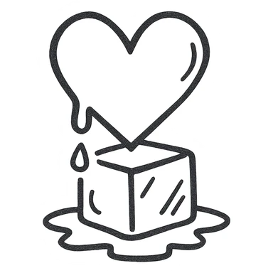 a heart melting an ice cube sticker