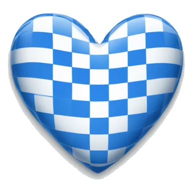 A blue and white checkered heart sticker