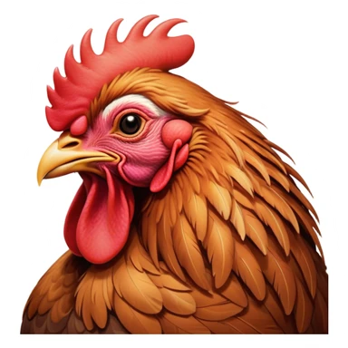 Meme-Worthy Cute Sleeping Brown Rooster Portrait Emoji, Head resting peacefully with a contented smile, showcasing a robust build and a luxuriously soft brown plumage, eyes shut in a serene, restful nap, Simplified yet hilariously adorable features, highly detailed, glowing with a soft, drowsy light, high shine, relaxed and utterly lovable, stylized with an air of playful laziness, bright and heartwarming, soft glowing outline, capturing the essence of a comically sleepy rooster, so meme-worthy it feels like it could instantly become the next viral sensation of adorable slumber! sticker