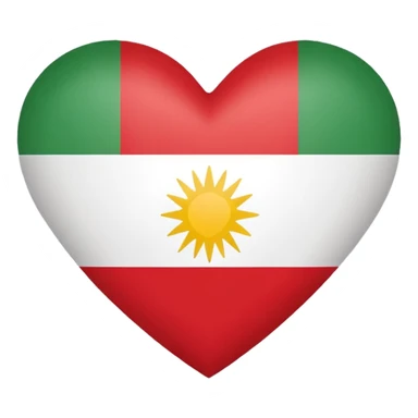 flag of Kurdistan, heart-shaped, emoji style sticker