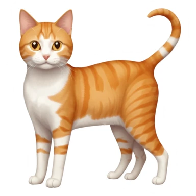full body orange and white domestic shorthair slim cat with yellow/orange eyes and a white triangle pattern on his face playing sticker