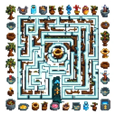 complex maze with treasures sticker