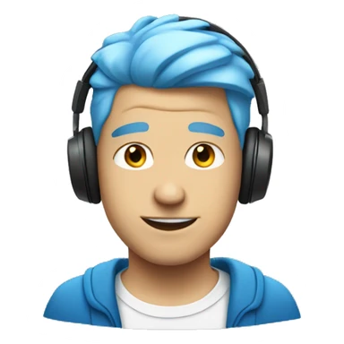 White Guy with blue hair wearing headphones sticker