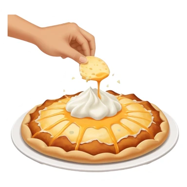 hand smashing a cheesy Hungarian lángos, playful and bold sticker