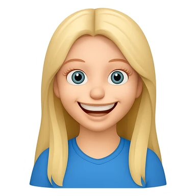 Make her smile wider in the style of emoji with transparent background. The original style 'emoji' does not support editing, so using the general style to respect the emoji look. sticker