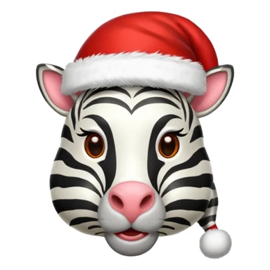 zebra wearing red hat of santa claus sticker