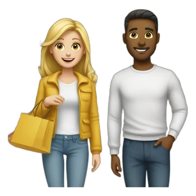 white couple shopping together sticker
