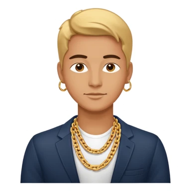 entrepreneur with gold chain, relaxed confident expression, minimal luxury feel sticker