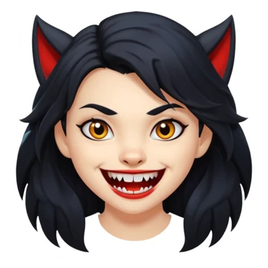 Werewolf black hair girl with a smile sticker