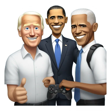 Trump, Biden, and Obama all happily playing Minecraft together. sticker