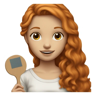 Ginger, long haired, girl holding painting palette infront of canvas  sticker