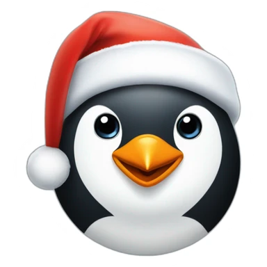 penguin face  with santa hat sticker
