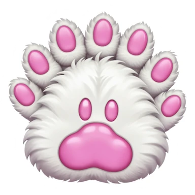 Fluffy white cat paw with six toes and claws sticker