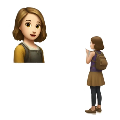 girl in museum watching at picture sticker