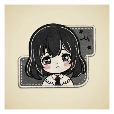 emo banner with stitched patch, cute, expressive sticker